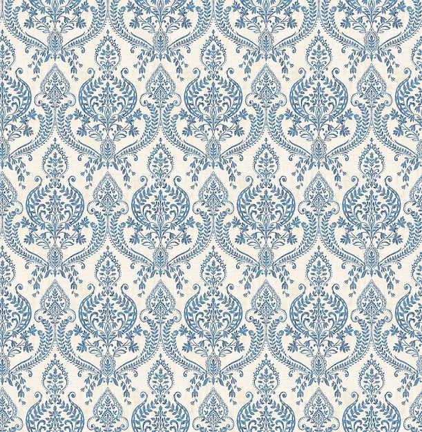 Elegante papel tapiz azul de Damasco