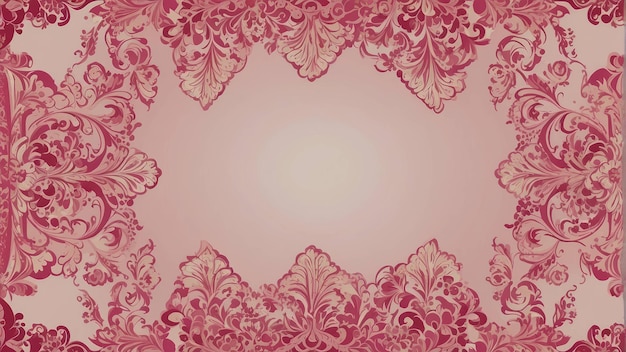 Foto elegante papel tapiz de damasco con ornamentos florales en tonos rojos