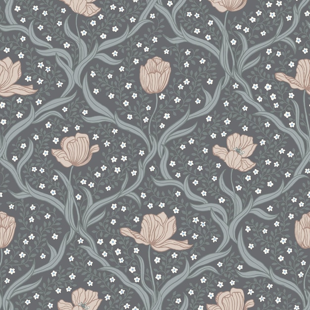 Elegante papel tapiz floral de tulipán