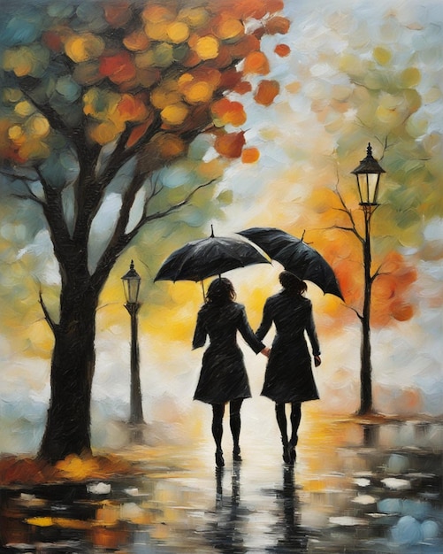 elegante pareja gay enamorada caminando de la mano hora de la puesta de sol en el otoño escena romántica valentines