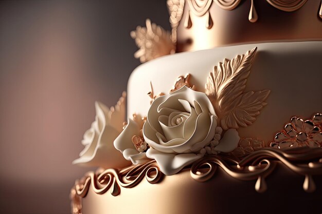 Elegante pastel de bodas Ilustración AI Generativo