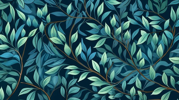 Elegante patrón floral azul de medianoche generado por la IA