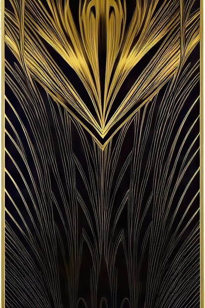 Elegante patrón geométrico negro y dorado para decoración de paredesxA