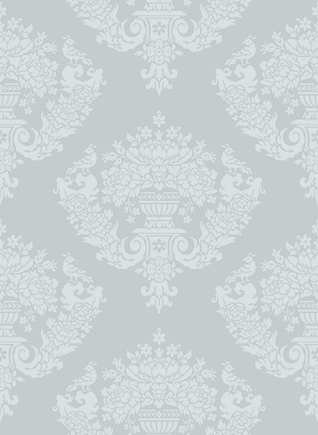 Elegante patrón de papel tapiz de Damasco gris