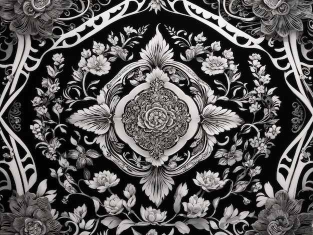 Elegante patrón tailandés en blanco y negro