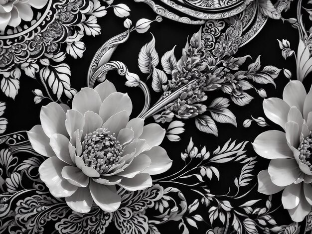 Elegante patrón tailandés en blanco y negro