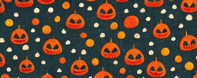 Elegante patrón de tela abstracta con calabazas de halloween