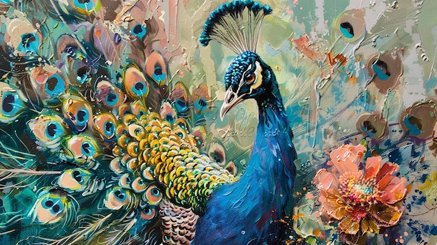 El elegante pavo real exhibe sus vibrantes plumas