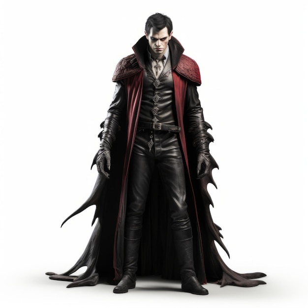 El elegante personaje del videojuego Drácula con características faciales detalladas