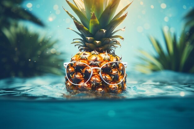 Una elegante piña tropical con un ambiente fresco de verano Generative Ai