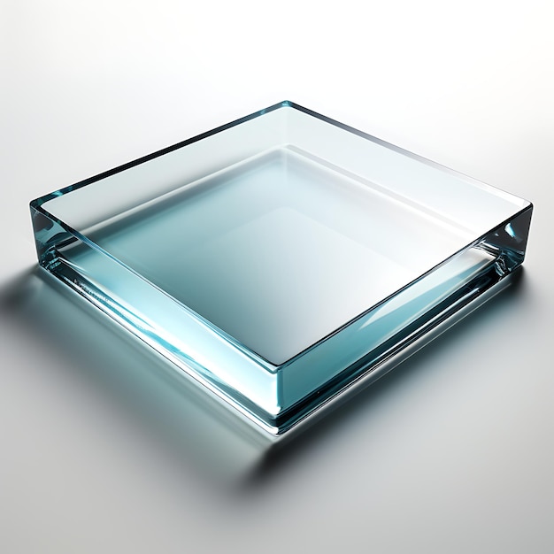 Foto elegante placa de ensalada de vidrio claro forma cuadrada limpio y elegante diseño concepto creativo diseño de idea