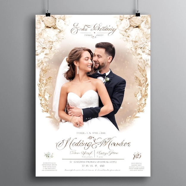 Elegante plantilla de póster de boda