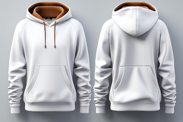 Elegante plantilla de sudadera con capucha 3D Trazado de recorte blanco para un diseño fácil