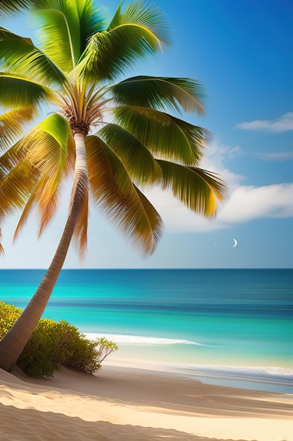 Elegante playa de lujo con palmeras en islas distantesAi