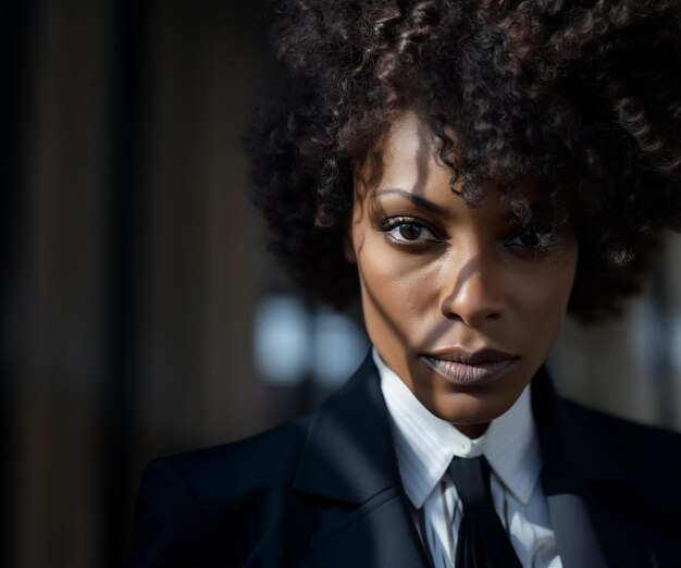 Foto elegante y poderosa mujer de negocios negra que irradia éxito y liderazgo natural
