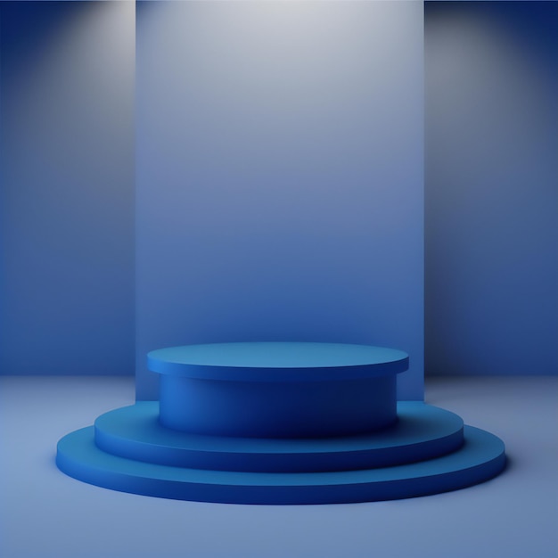 El elegante podio azul que resaltará sus productos