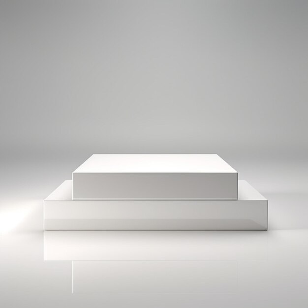 Foto elegante podio de producto blanco en un fondo minimalista para una exhibición elegante