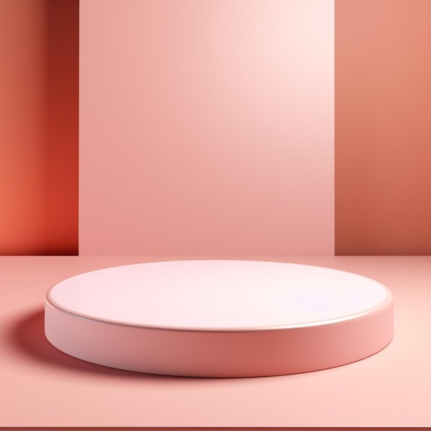 Elegante pódio rosa minimalista em uma sala minimalista para apresentação ou exibição de produtos