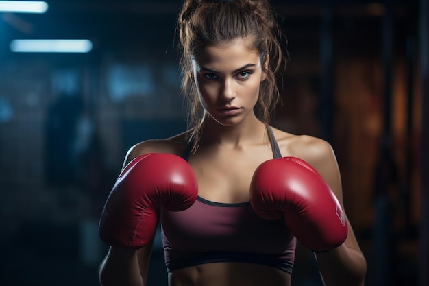 Elegante práctica de boxeo femenino generada por IA