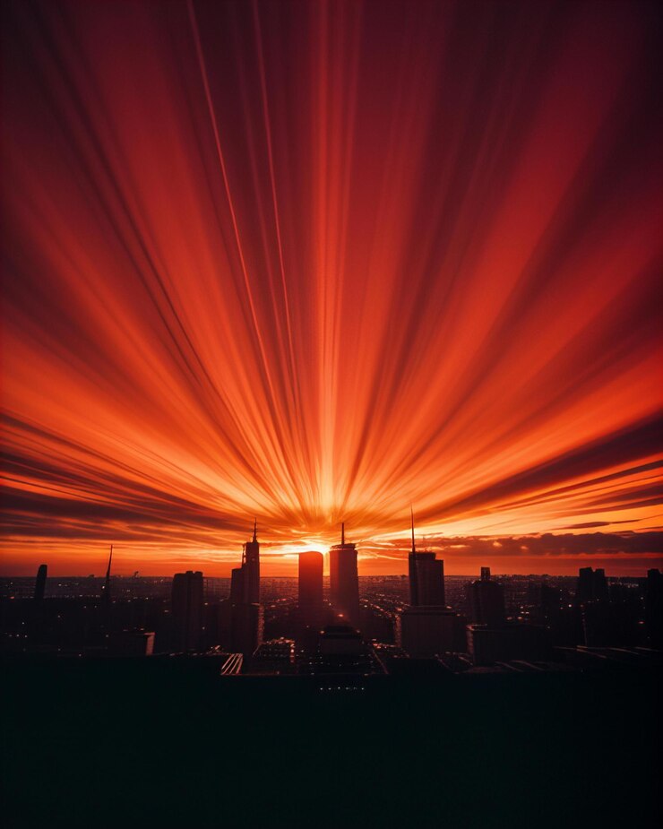 Elegante con puesta de sol con colores retorcidos