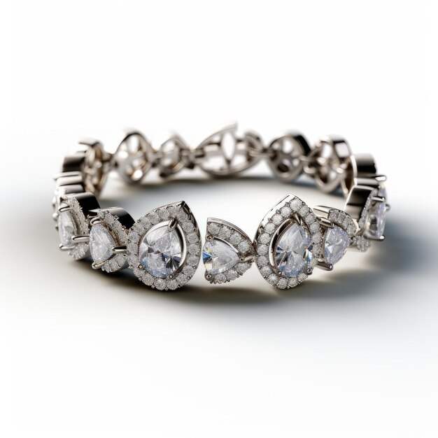 Foto elegante pulsera de diamante con diseño de halo en oro blanco de 18 quilates