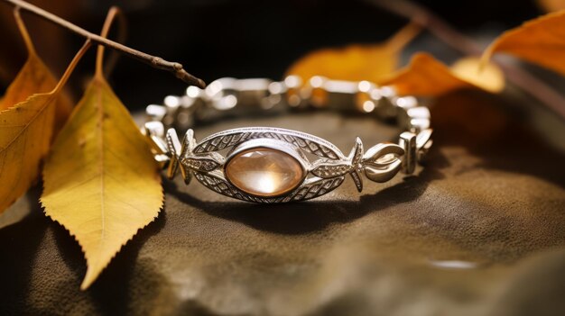 Elegante pulsera de otoño con joyería inspirada en la piedra de la luna