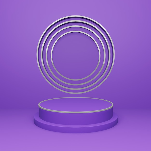 elegante púrpura único círculo abstrato prata ornamento pedestal de pedestal de pódio