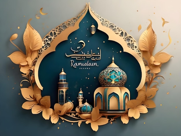 elegante ramadan kareem tarjeta decorativa del festival