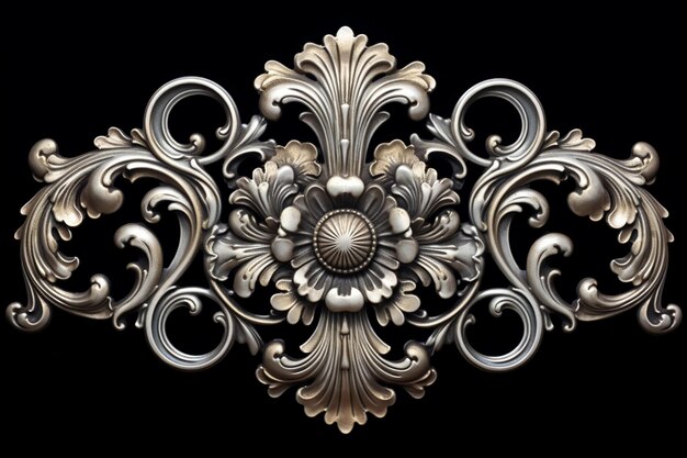 Foto elegante recuerdo de metal antiguo con un ornamentado patrón floral generado por ai