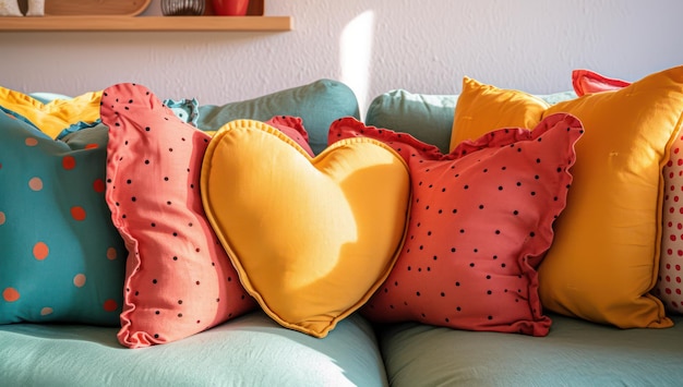 Foto elegante samtkissen auf einem gemütlichen sofa luxus-hausdekorationen im inneren