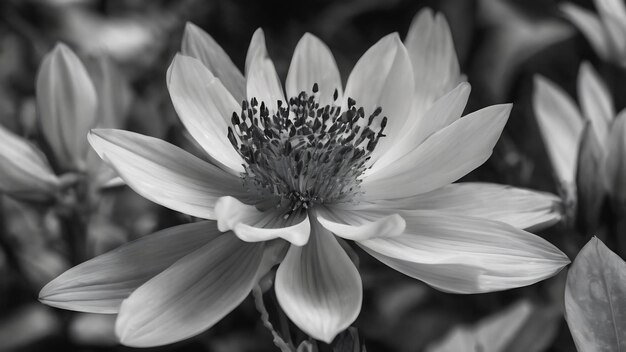 Foto elegante sangre en jardines geométricos de flores naturales en blanco y negro