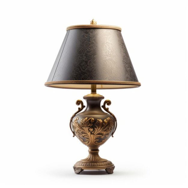 Foto elegante schwarz-goldene lampe mit kunstvollem design