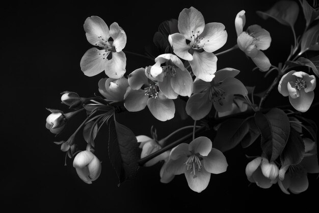 Elegante schwarz-weiße Blumenfotografie Blüten und Blätter