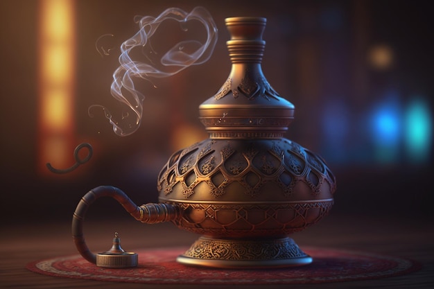 Elegante shisha oriental Concepto creativo 3D Rendering AI generado