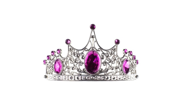 Elegante silberne Krone mit funkelnden lila Edelsteinen