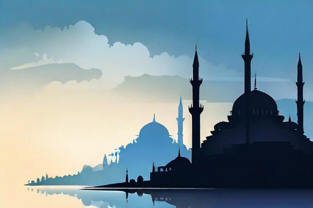 Elegante silhueta da Mesquita Azul