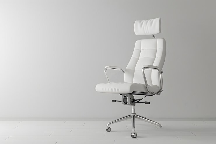 Elegante silla de oficina blanca moderna en un entorno minimalista