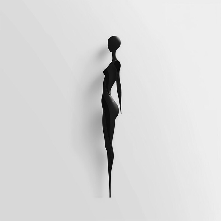 Foto elegante silueta negra abstracta de una figura femenina