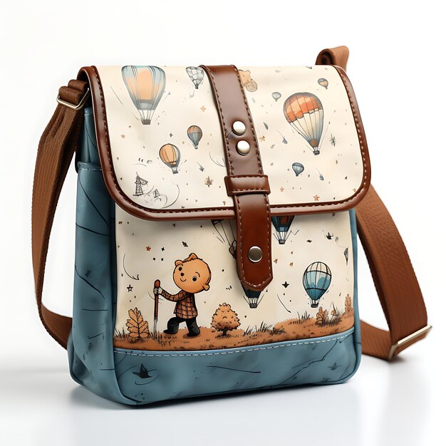 Elegante Sling-Tasche für Kinder mit Kunstledermaterial, metallischer Farbe, kreativen Konzeptideen und -design