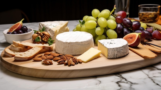 Elegante tablero de queso de mármol puente de encanto vintage y estilo contemporáneo