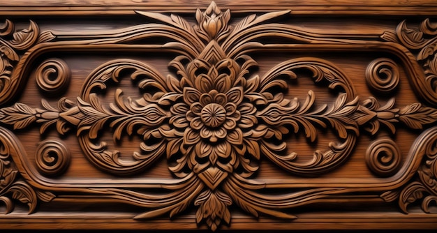 Foto elegante tallado en madera con intrincados diseños florales