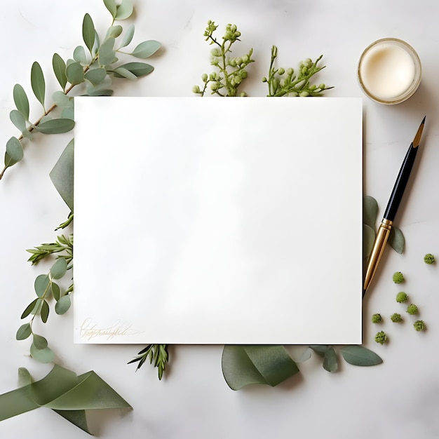 elegante tarjeta en blanco de papelería de boda