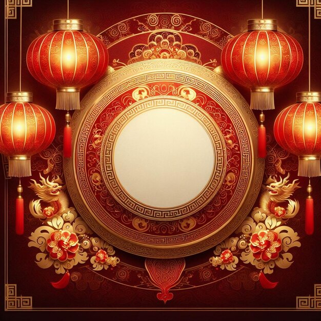 Elegante tarjeta de felicitación en blanco para el Año Nuevo chino elegante tarjeta de saludción de lujo china