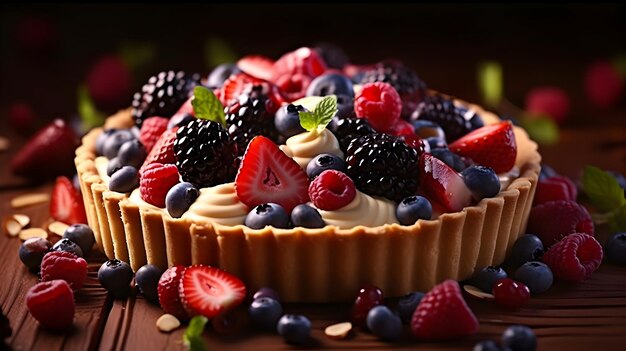 Elegante tarta de almendras y bayas