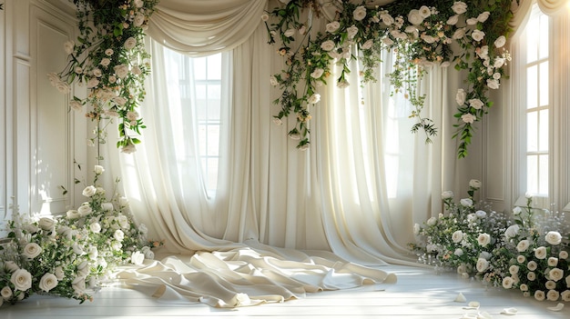 Elegante telón de fondo blanco para la fotografía de la sala de bodas Telón de fondo de estudio para fotógrafos