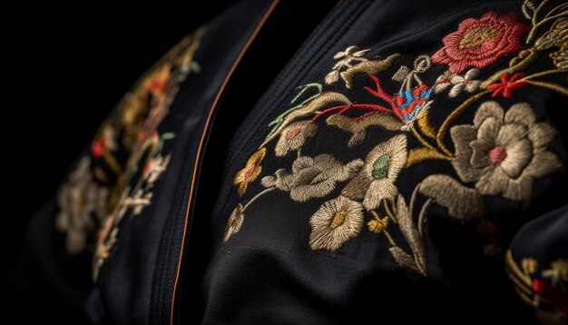 Foto elegante terno de seda com detalhes bordados em ouro ia generativa