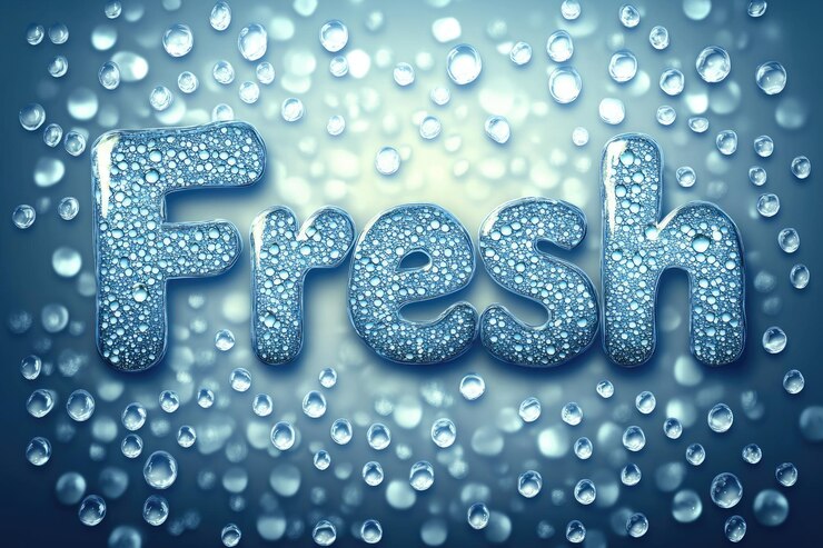Foto elegante texto de presentación fresco en una fuente sofisticada con gotas de agua brillantes estandarte visualmente atractivo con un amplio espacio de copia perfecto para transmitir mensajes de pureza de rejuvenecimiento