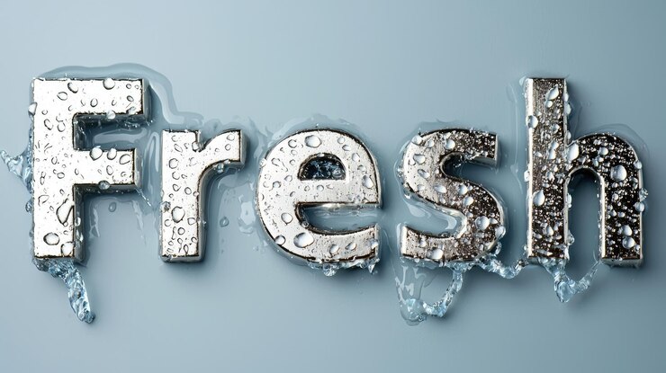 Foto elegante texto de presentación fresco en una fuente sofisticada con gotas de agua brillantes estandarte visualmente atractivo con un amplio espacio de copia perfecto para transmitir mensajes de pureza de rejuvenecimiento