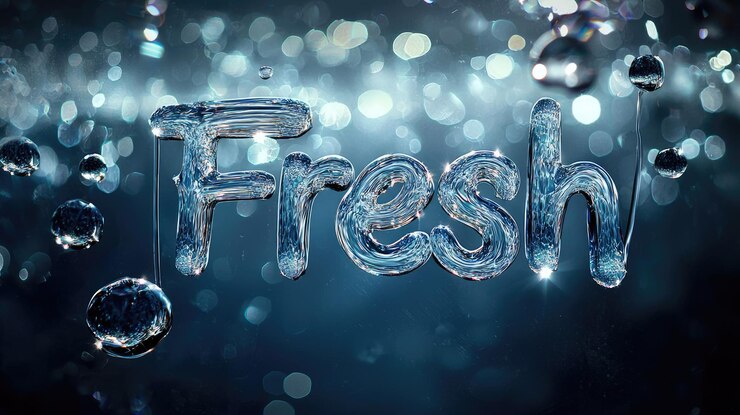 Foto elegante texto de presentación fresco en una fuente sofisticada con gotas de agua brillantes estandarte visualmente atractivo con un amplio espacio de copia perfecto para transmitir mensajes de pureza de rejuvenecimiento