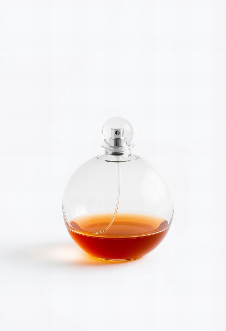 Foto elegante tipo de esfera de garrafa de perfume isolada em fundo branco
